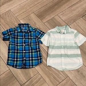 Cat & Jack Blue and Green Button Down Shirts (A)